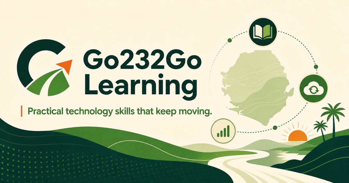 Go232Go Learning artwork showing Sierra Leone and connected learning